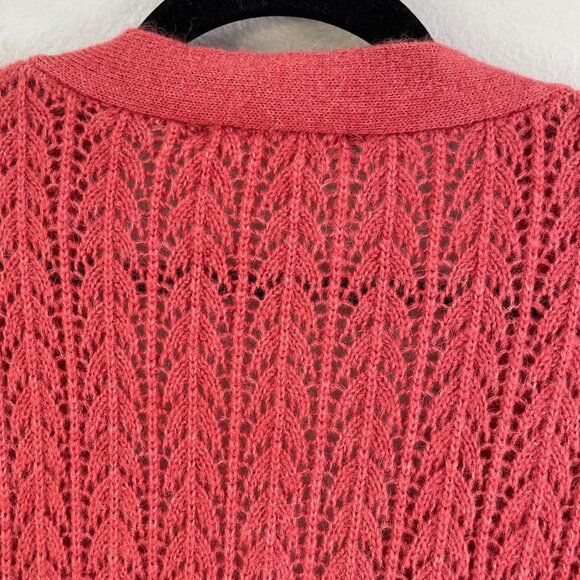 Marine Layer Womens XL Evelyn Pointelle Sweater in Mineral Red V Neck Knit - Picture 8 of 10